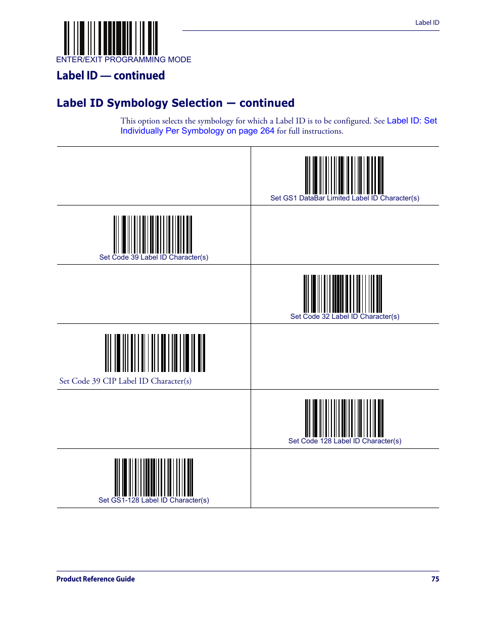 Label id — continued, Label id symbology selection — continued | Datalogic QuickScan Lite QW2100 User Manual | Page 85 / 324