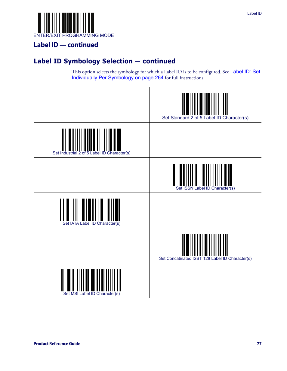 Label id — continued, Label id symbology selection — continued | Datalogic QuickScan Lite QW2100 User Manual | Page 87 / 324