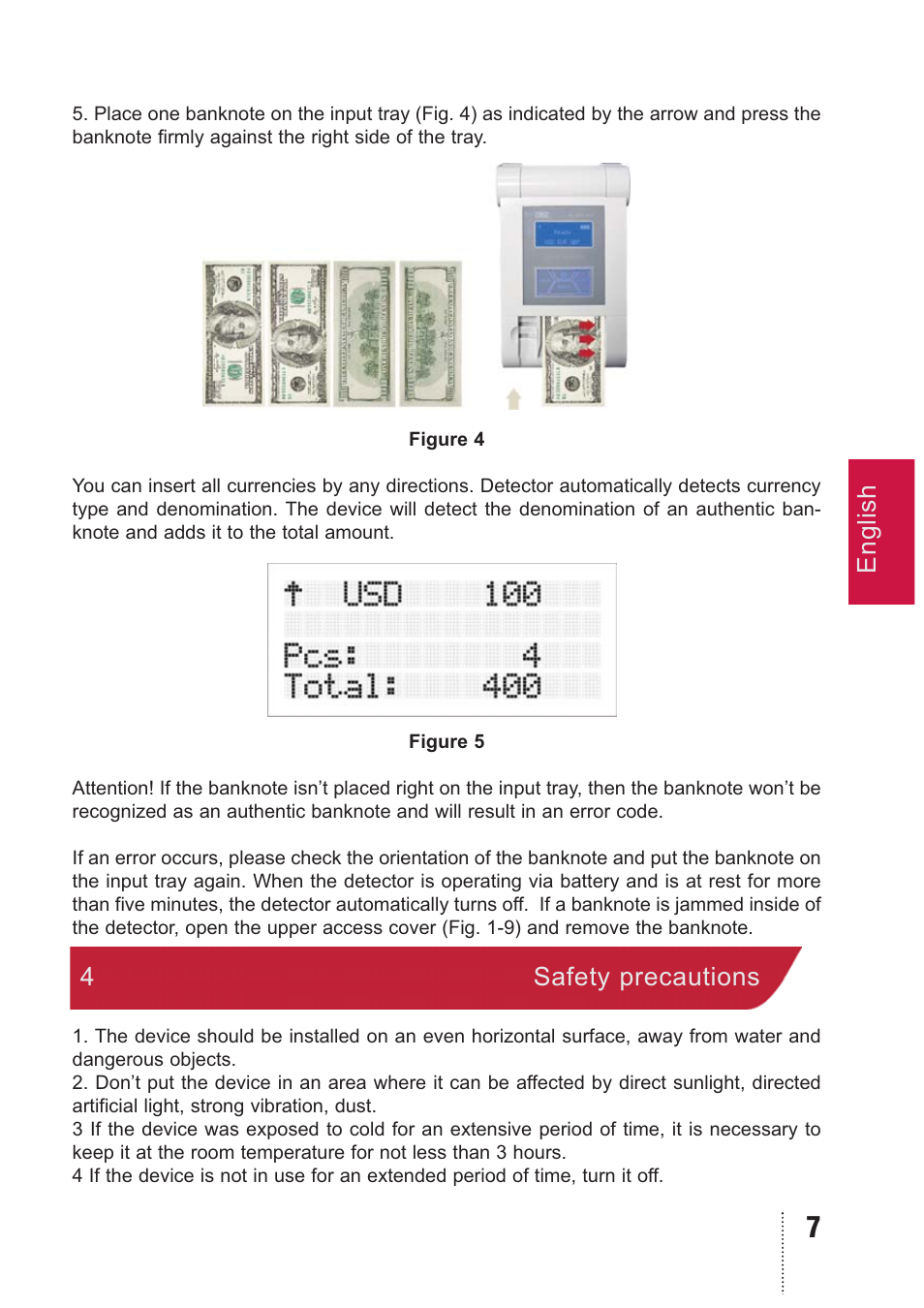 English, 4safety precautions | PRO Intellect PRO CL-400 A MULTI User Manual | Page 7 / 12