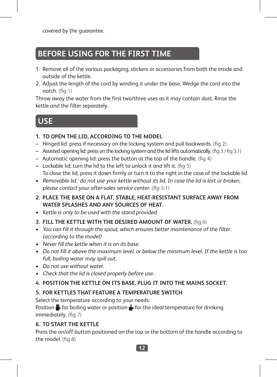 Before using for the first time | Tefal KI 230D30 Express II User Manual | Page 14 / 135