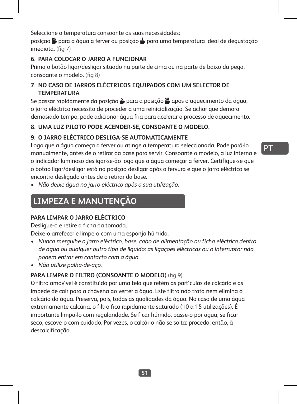 Limpeza e manutenção | Tefal KI 230D30 Express II User Manual | Page 53 / 135
