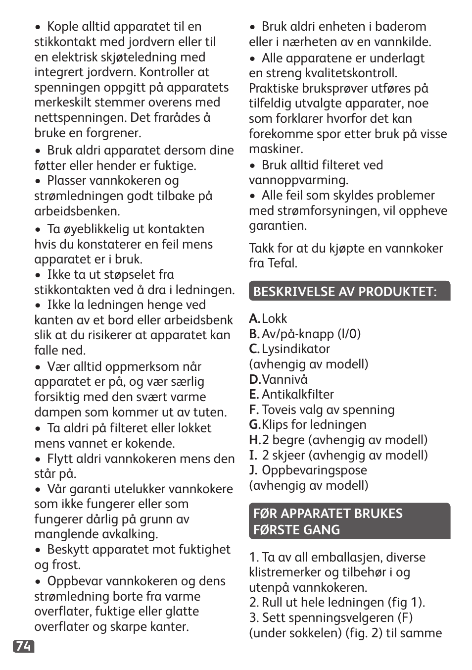 Tefal Travel City User Manual | Page 76 / 119