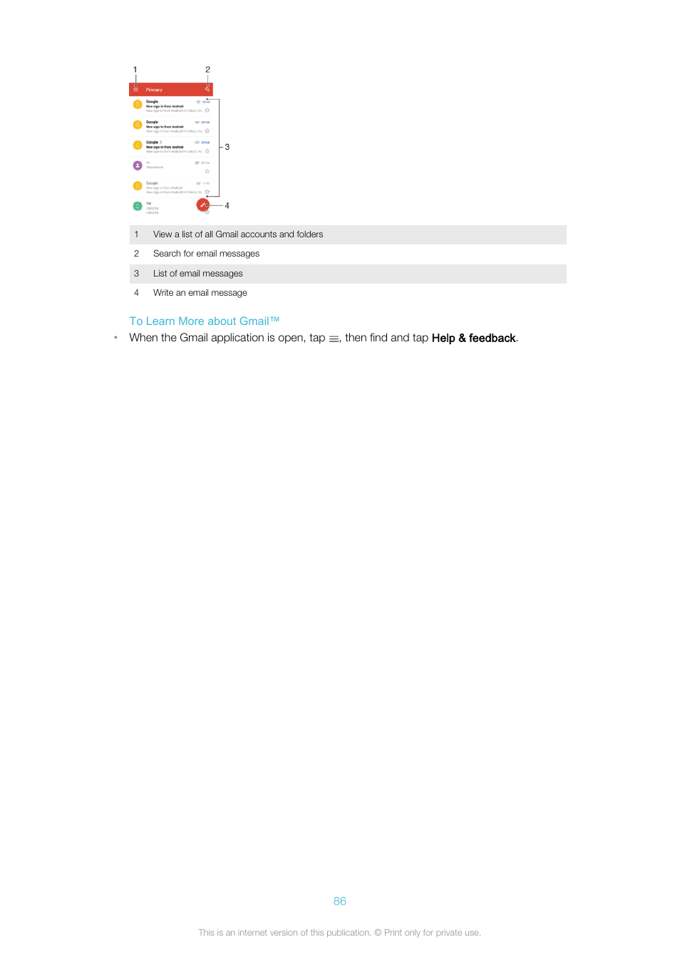 Sony Xperia XA1 User Manual | Page 86 / 130