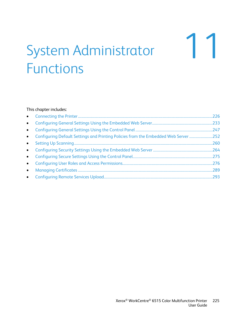 System administrator functions | Xerox WorkCentre 6515DNI User Manual | Page 225 / 326