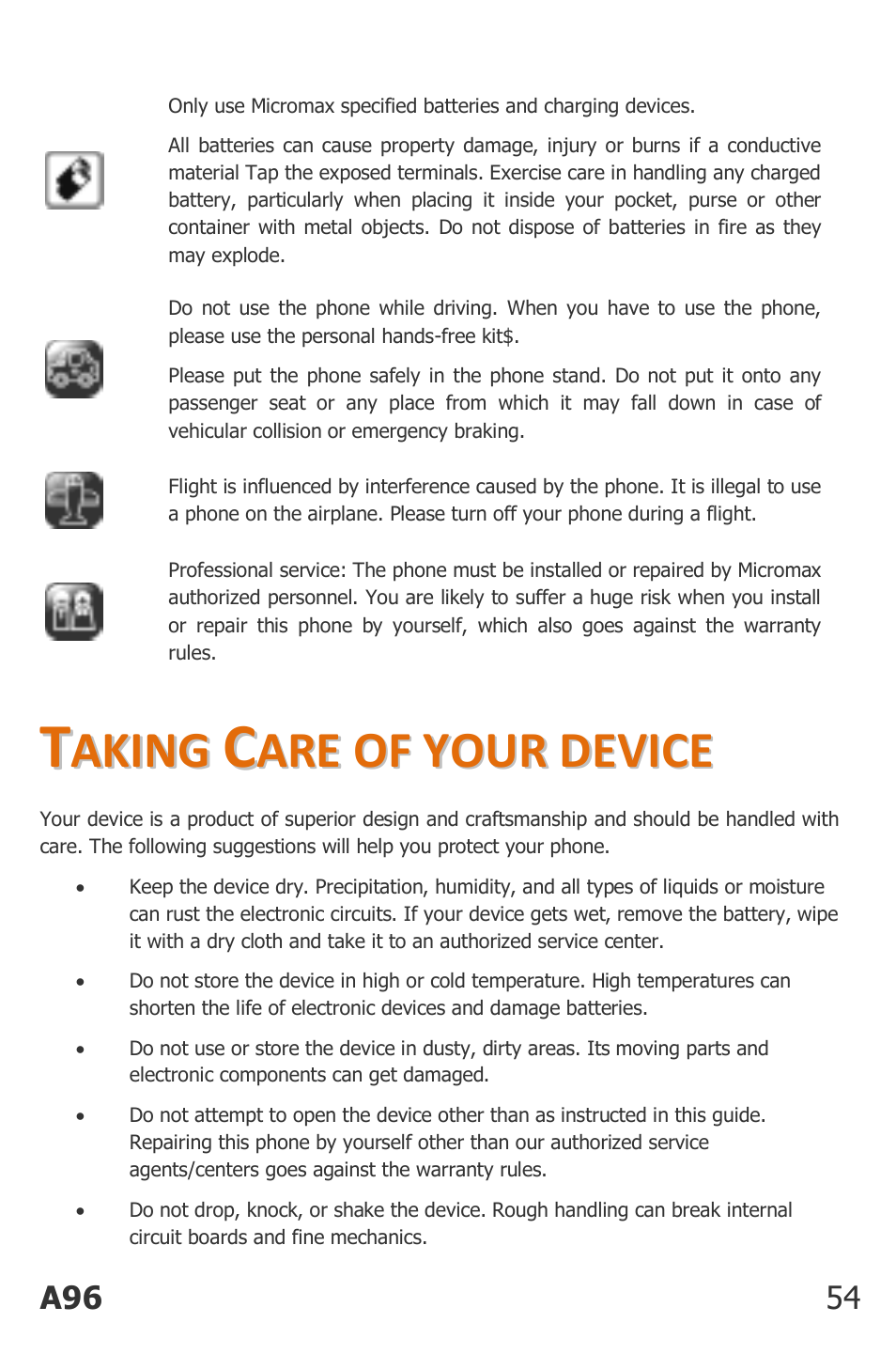 Aking, Are of your device | Micromax Canvas Power User Manual | Page 54 / 56