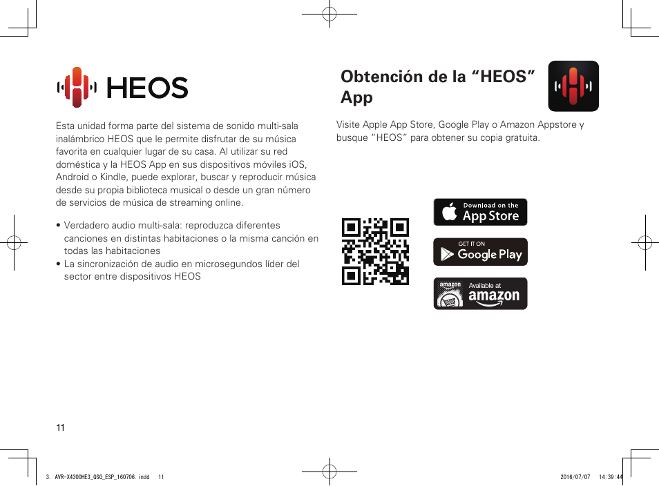 Obtención de la “heos” app | Denon AVR-X4300H User Manual | Page 12 / 14