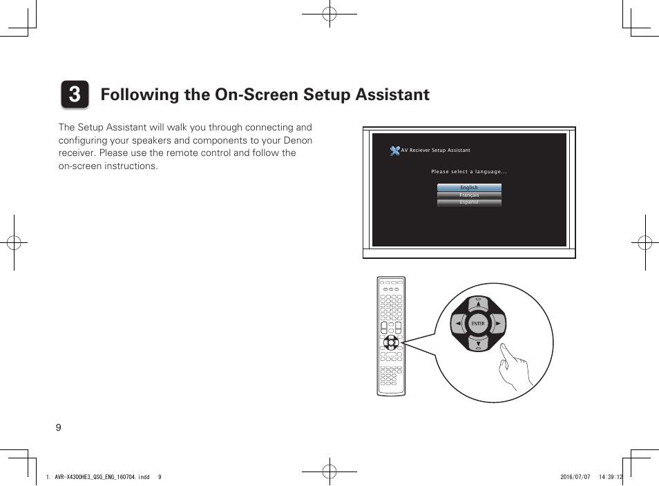 Following the on-screen setup assistant | Denon AVR-X4300H User Manual | Page 10 / 14