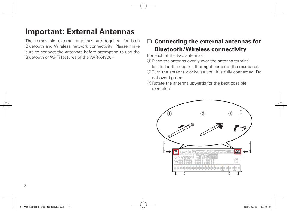 Important: external antennas | Denon AVR-X4300H User Manual | Page 4 / 14