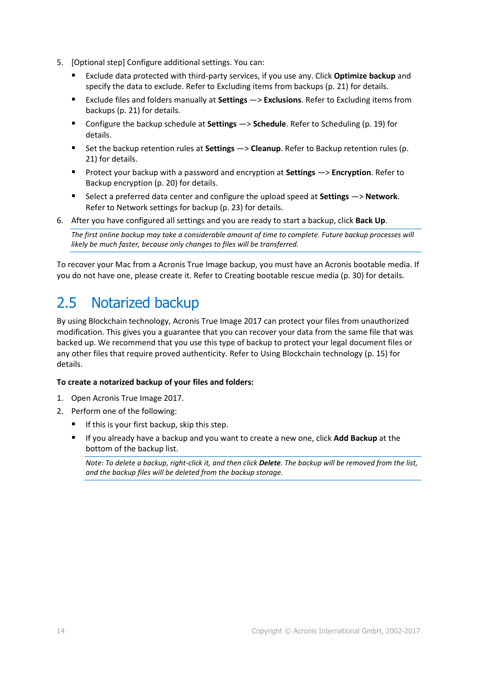 5 notarized backup, Notarized backup | Acronis True Image 2017 NG User Manual | Page 14 / 46