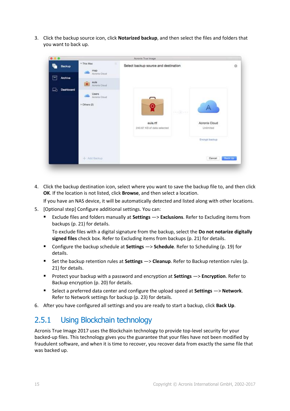 1 using blockchain technology, Using blockchain technology, P. 15) | Acronis True Image 2017 NG User Manual | Page 15 / 46
