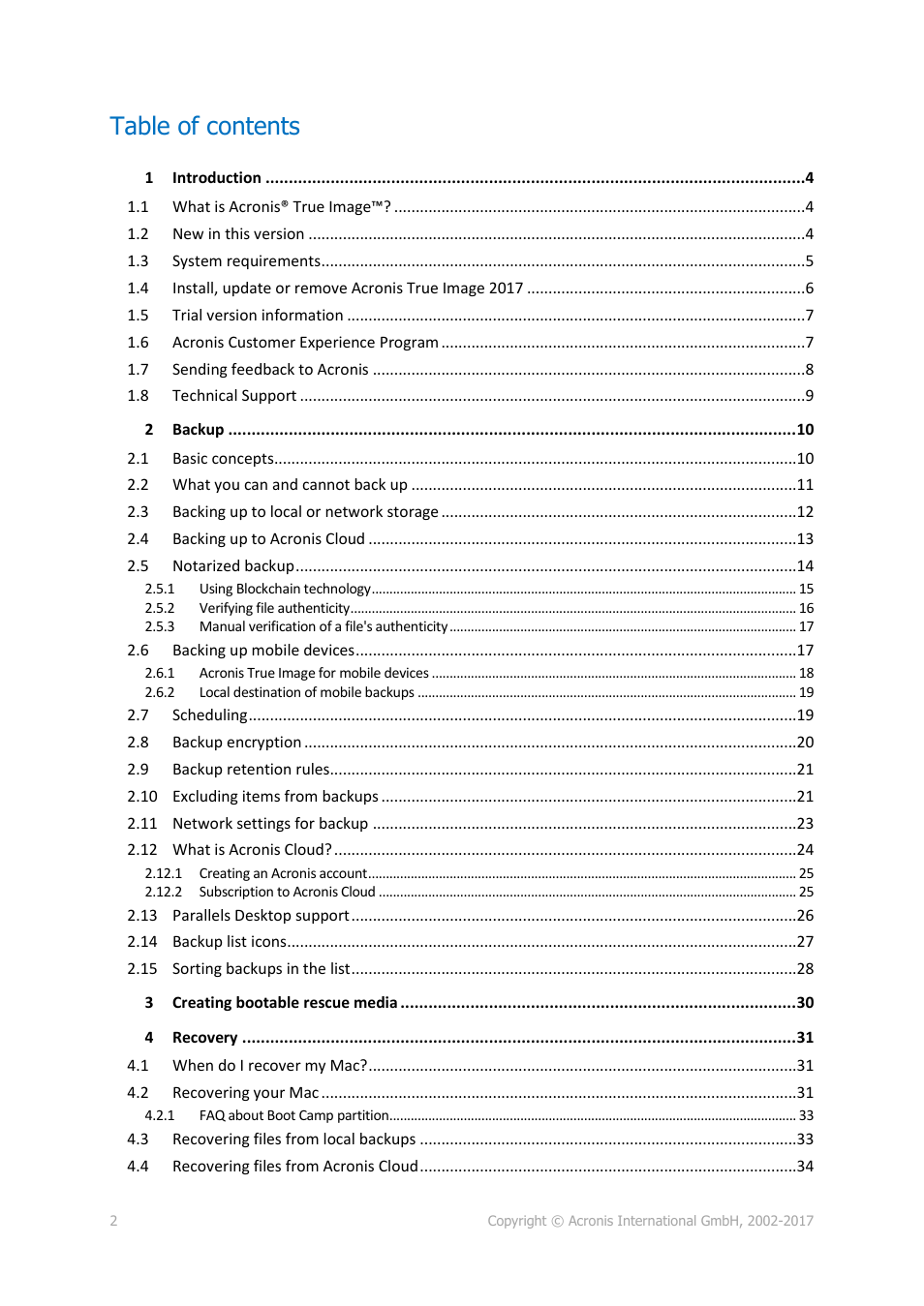 Acronis True Image 2017 NG User Manual | Page 2 / 46
