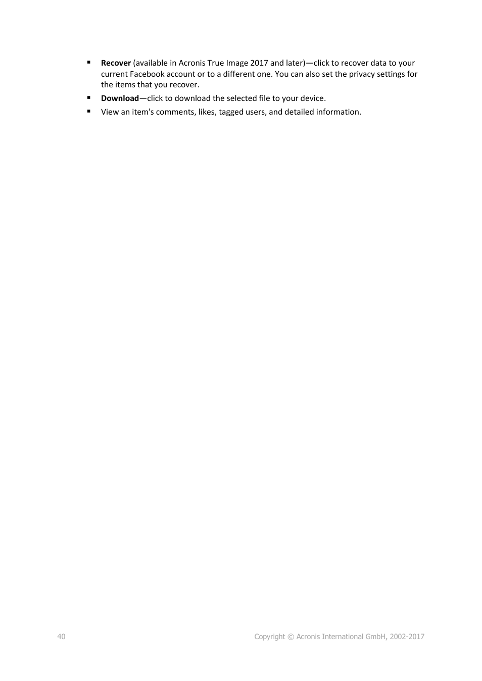 Acronis True Image 2017 NG User Manual | Page 40 / 46