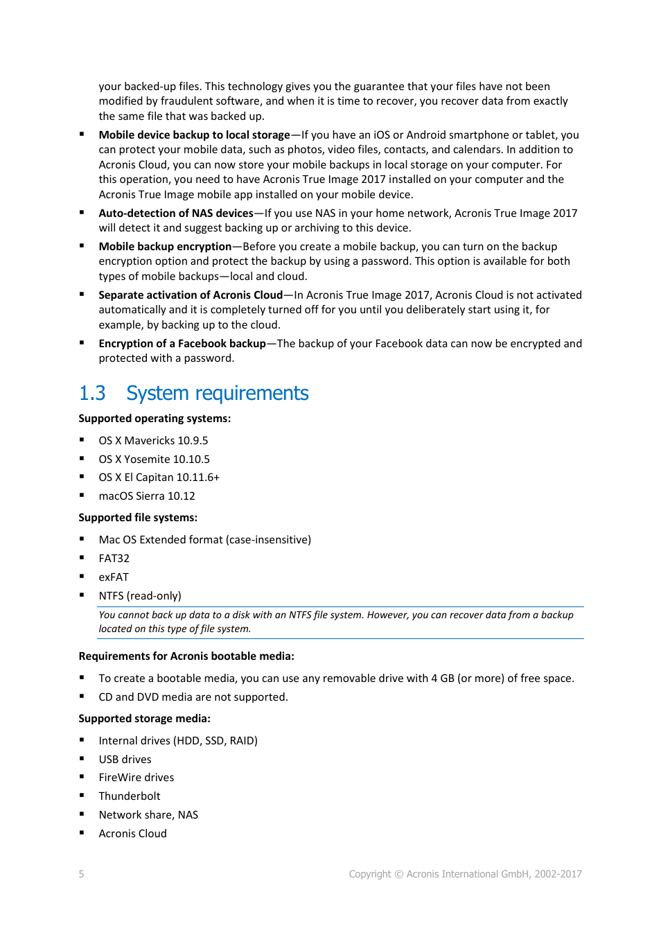 3 system requirements, System requirements | Acronis True Image 2017 NG User Manual | Page 5 / 46