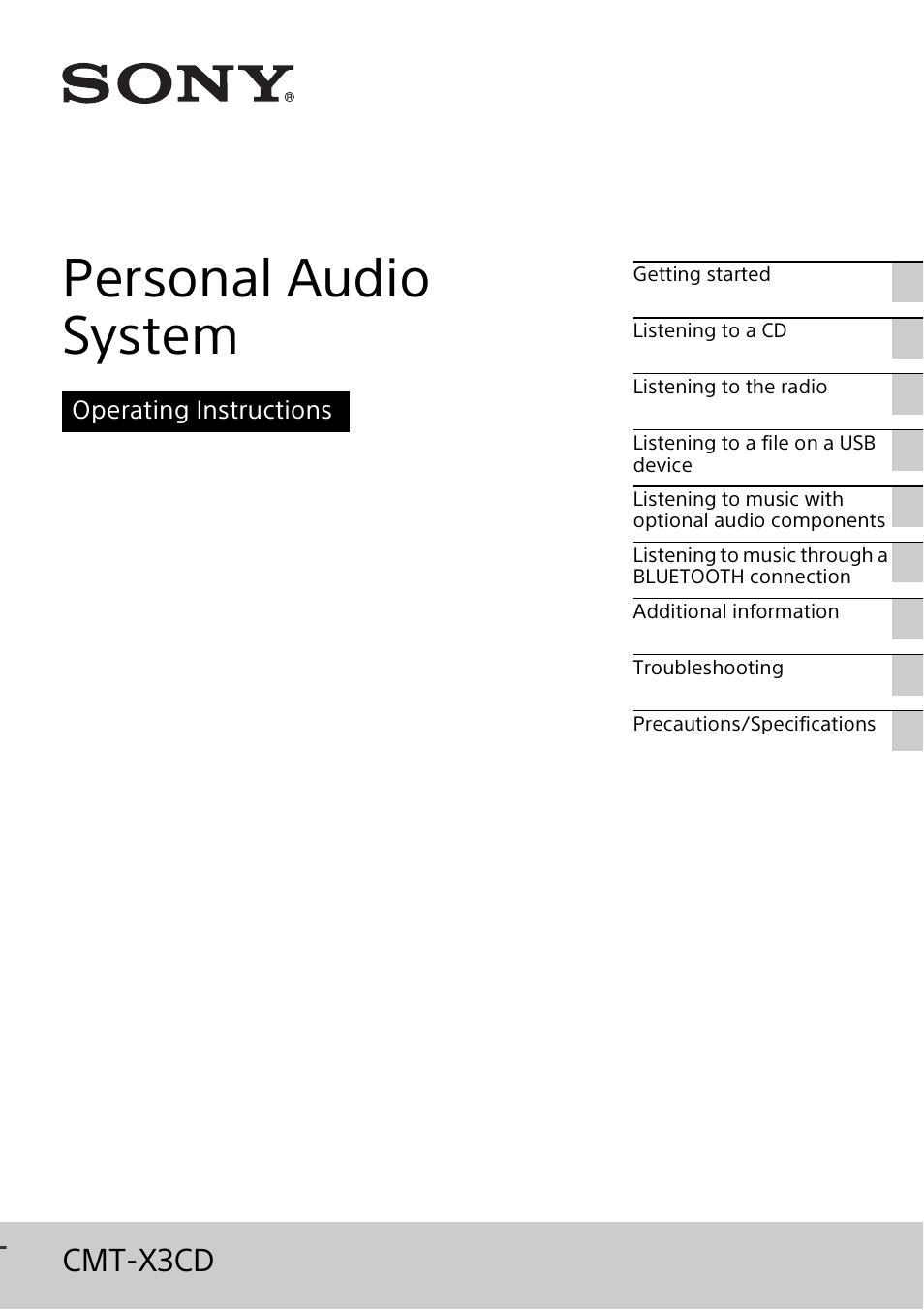 Sony CMT-X3CD User Manual | 36 pages