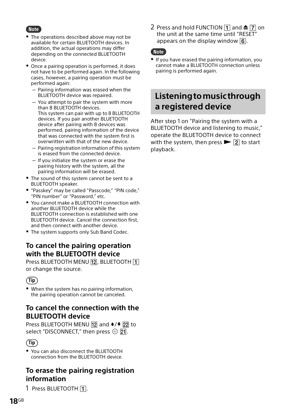 Listening to music through a registered device | Sony CMT-X3CD User Manual | Page 18 / 36