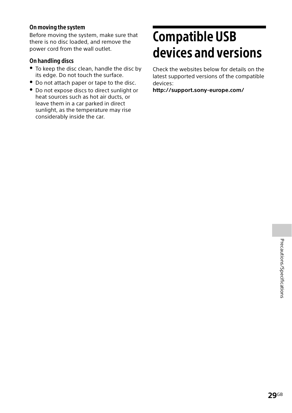 Compatible usb devices and versions | Sony CMT-X3CD User Manual | Page 29 / 36