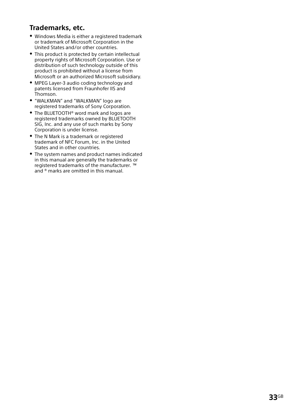 Trademarks, etc | Sony CMT-X3CD User Manual | Page 33 / 36