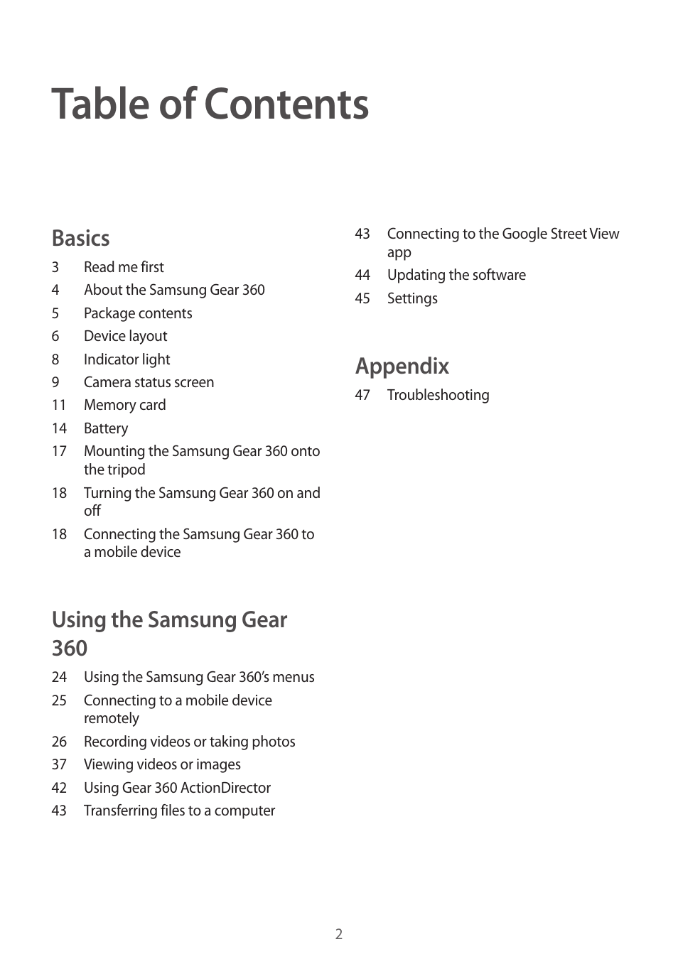 Samsung Gear 360 SM-C200 User Manual | Page 2 / 50