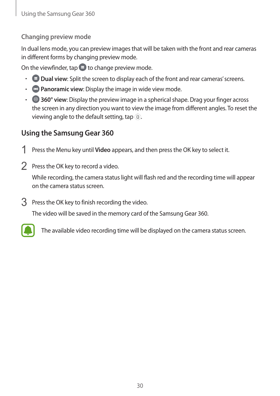 Samsung Gear 360 SM-C200 User Manual | Page 30 / 50