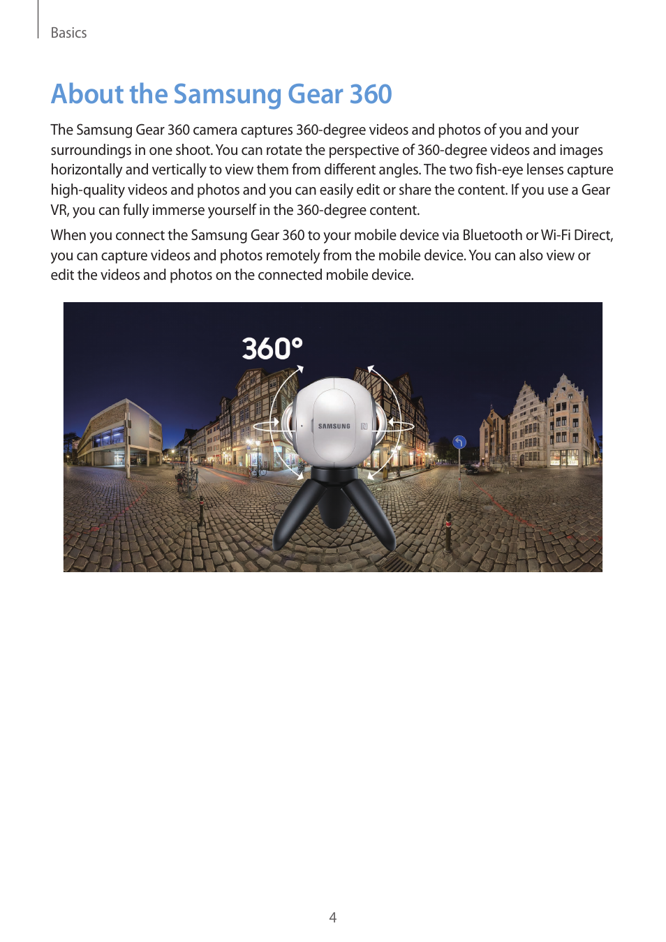 About the samsung gear 360 | Samsung Gear 360 SM-C200 User Manual | Page 4 / 50