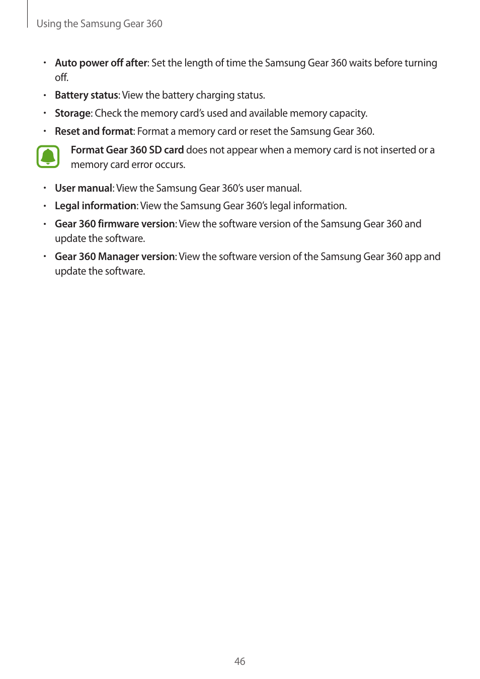 Samsung Gear 360 SM-C200 User Manual | Page 46 / 50