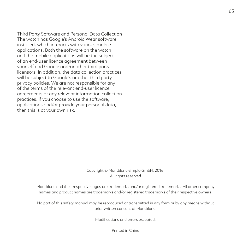 Montblanc Summit User Manual | Page 65 / 66