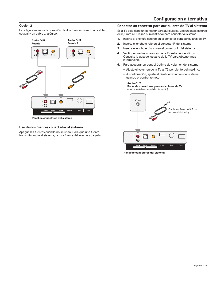 Configuración alternativa | Bose Solo 15 Series II User Manual | Page 35 / 56