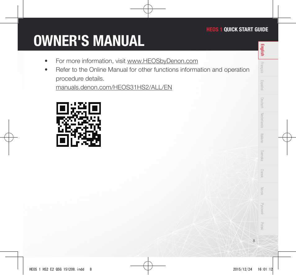 Owner's manual | Denon HEOS 1 HS2 User Manual | Page 9 / 13