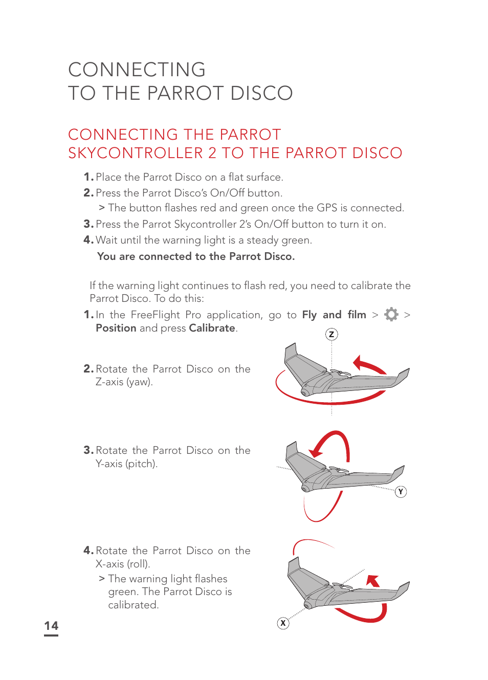 Connecting to the parrot disco | Parrot Disco FPV User Manual | Page 11 / 32
