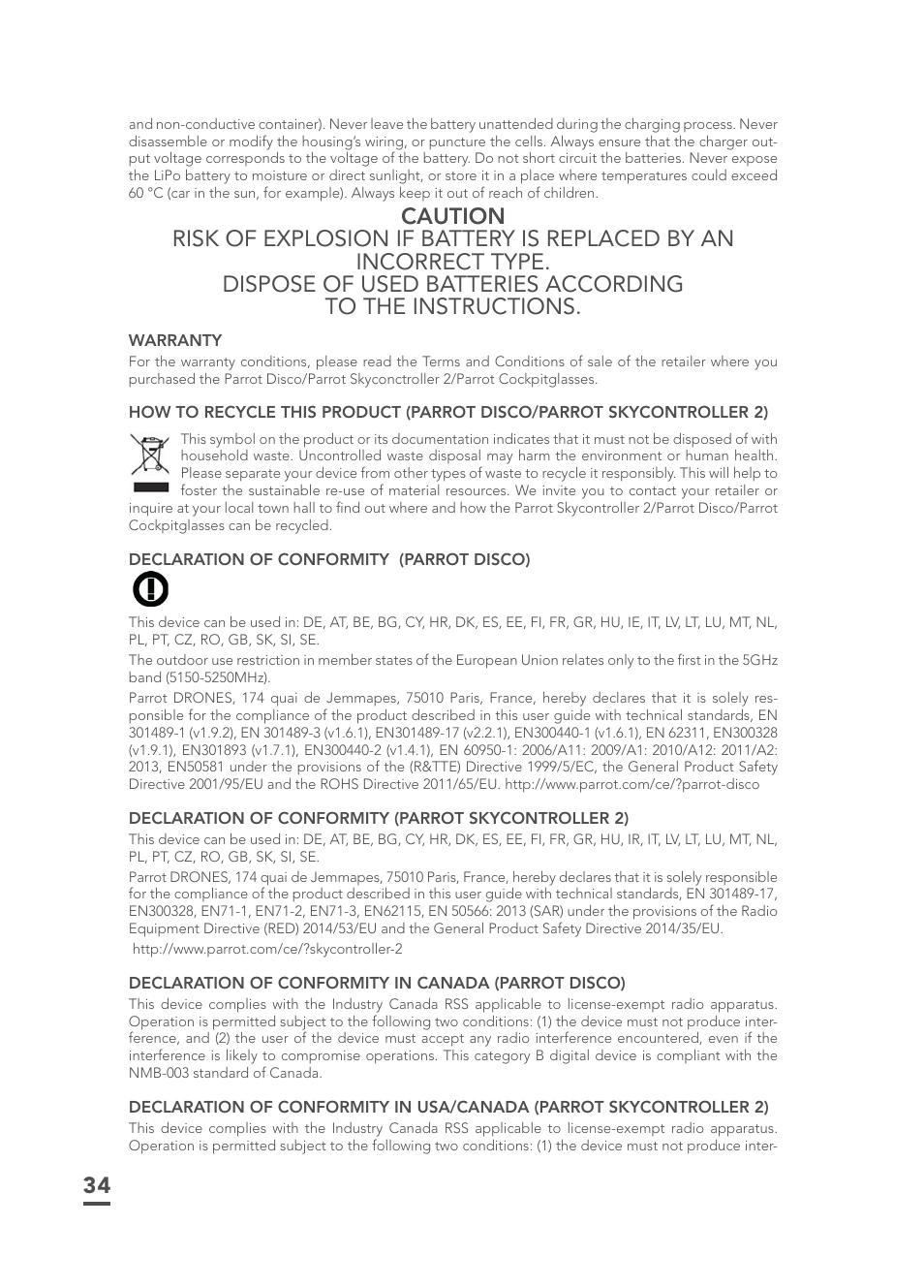 Parrot Disco FPV User Manual | Page 31 / 32