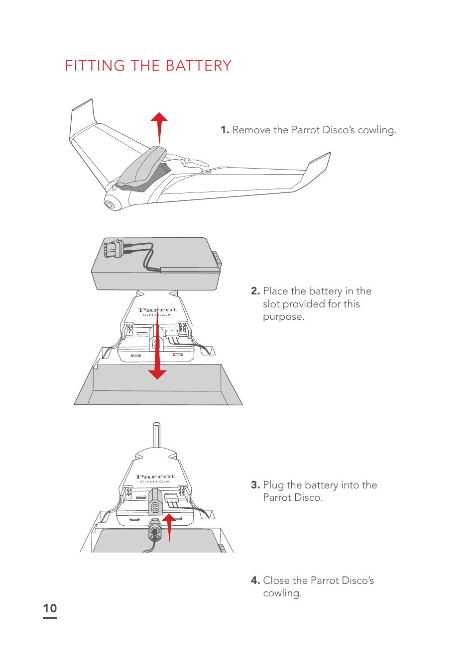 Fitting the battery | Parrot Disco FPV User Manual | Page 7 / 32
