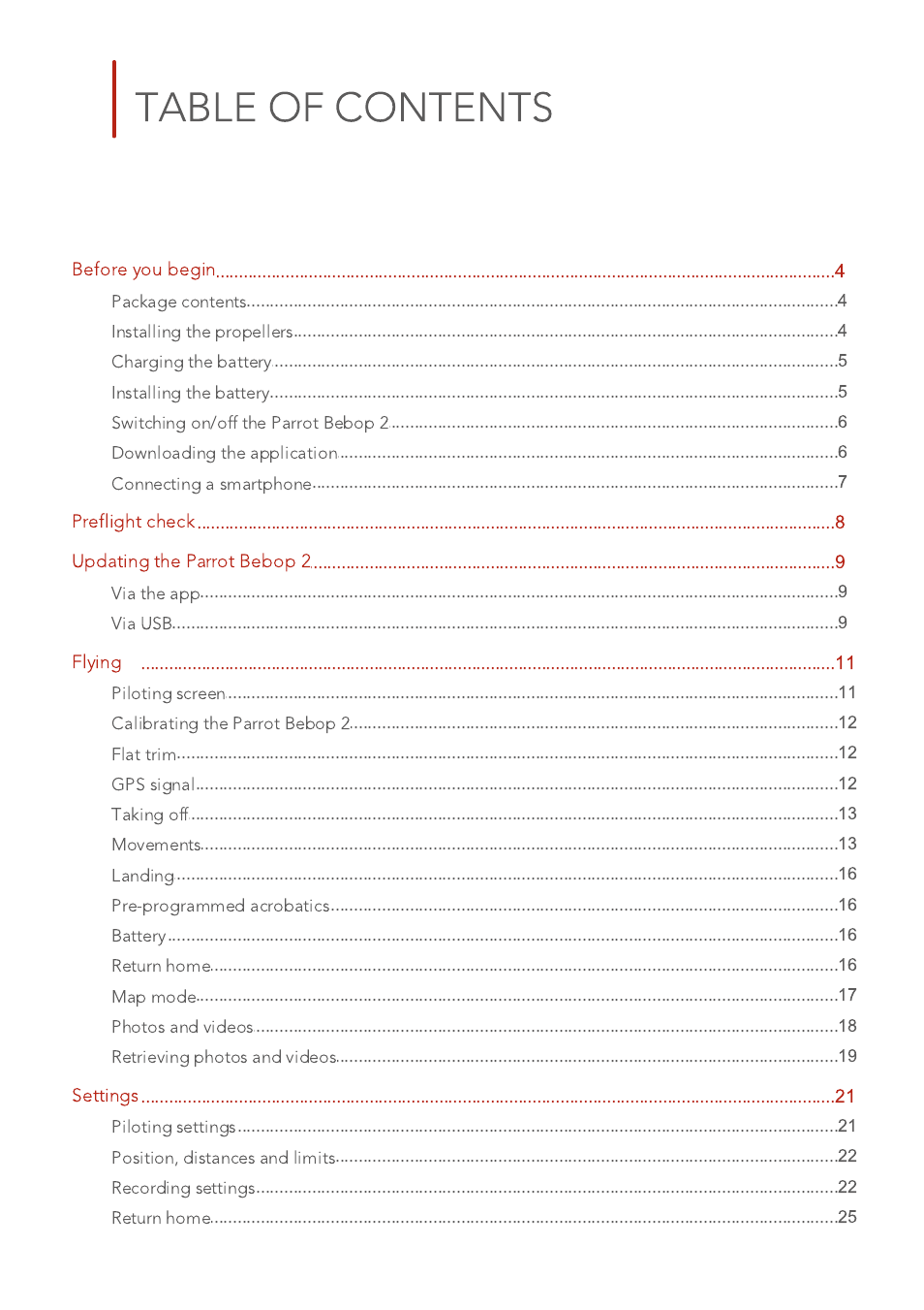 Parrot Bebop 2 User Manual | Page 2 / 37