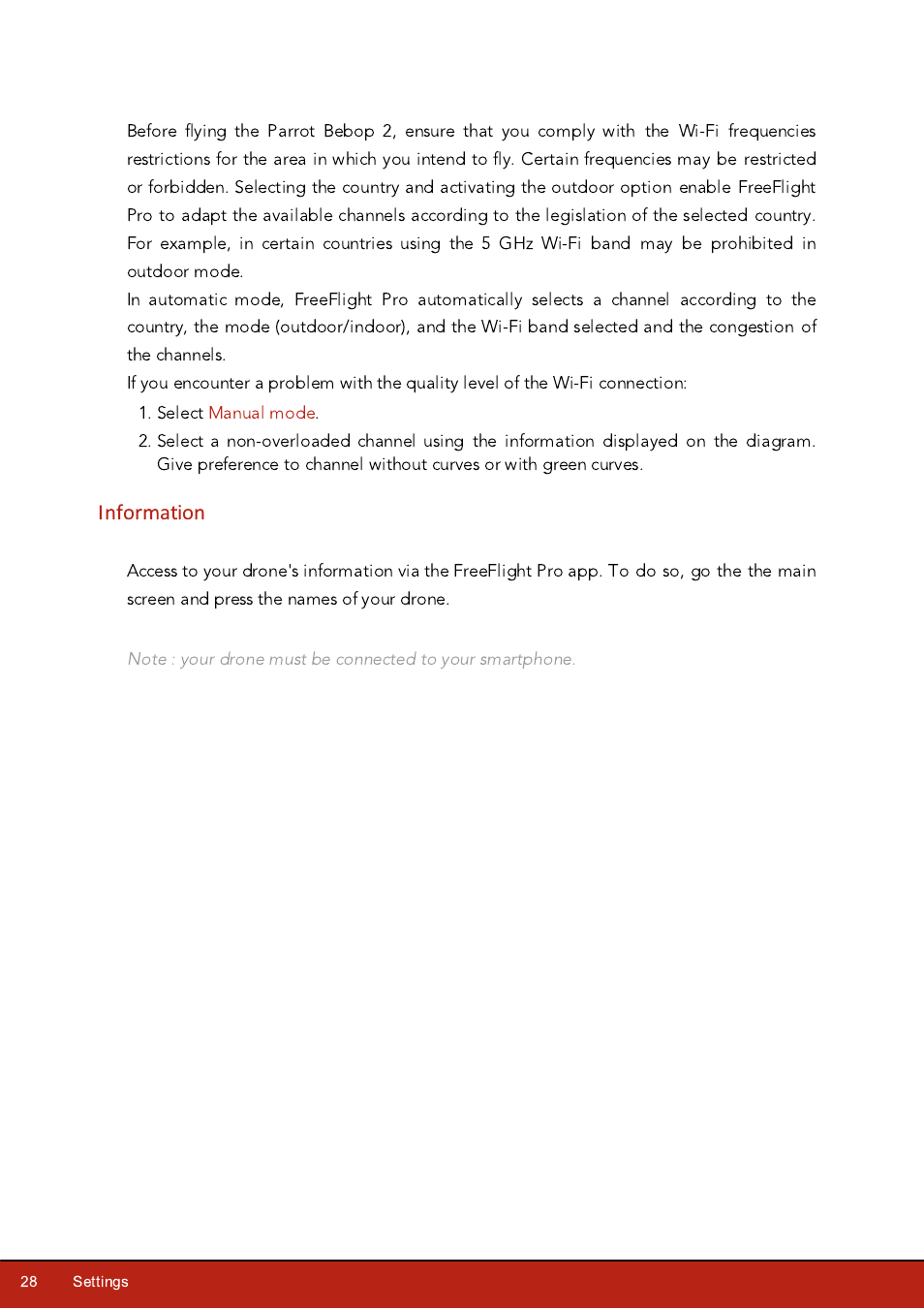 Information | Parrot Bebop 2 User Manual | Page 28 / 37