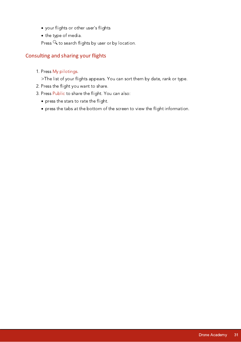 Consulting and sharing your flights | Parrot Bebop 2 User Manual | Page 31 / 37