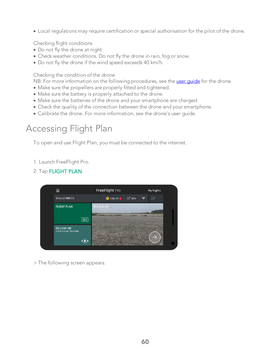 Accessing flight plan | Parrot Bebop 2 User Manual | Page 64 / 86