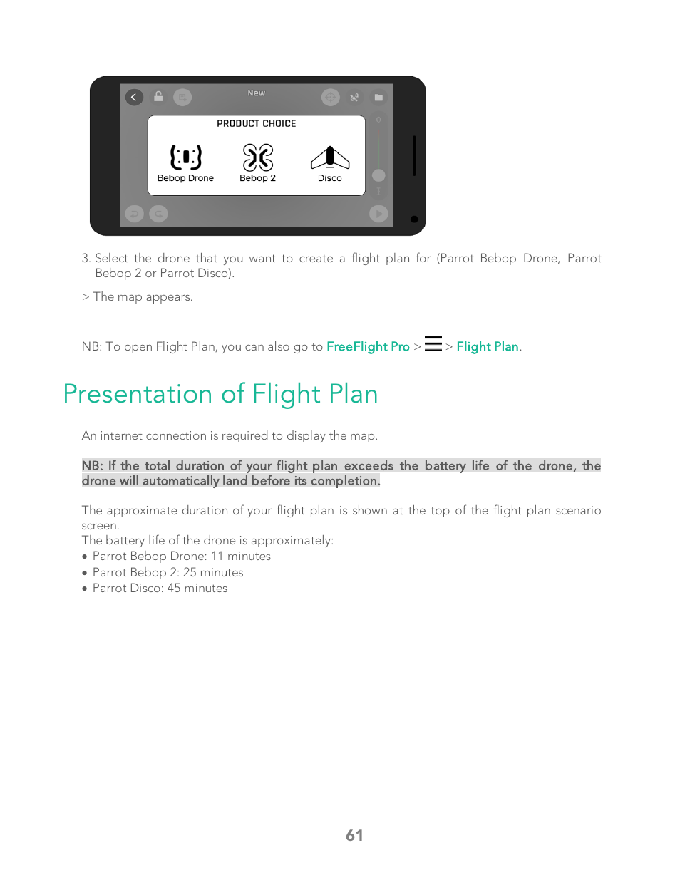 Presentation of flight plan | Parrot Bebop 2 User Manual | Page 65 / 86