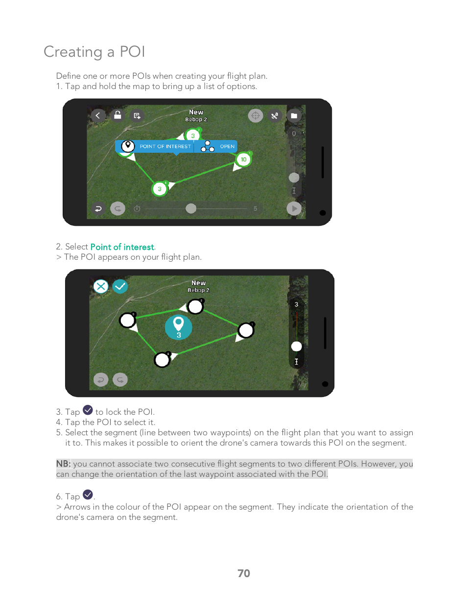 Creating a poi | Parrot Bebop 2 User Manual | Page 74 / 86