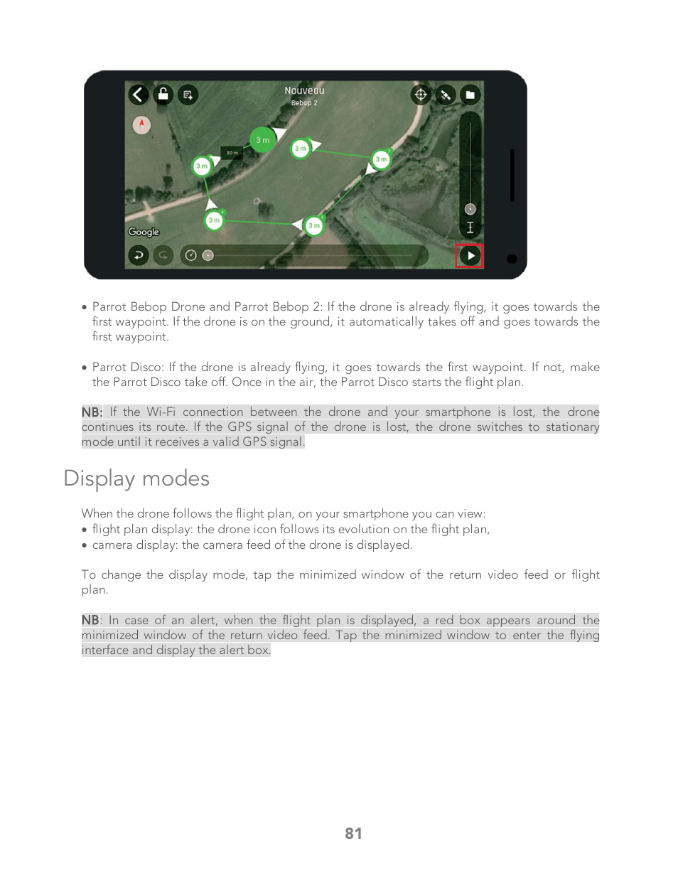 Display modes | Parrot Bebop 2 User Manual | Page 85 / 86