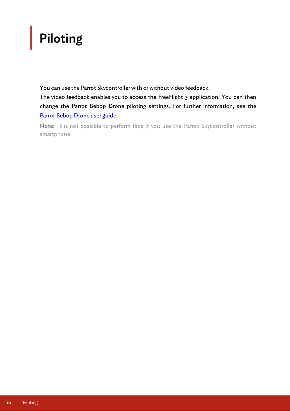 Piloting | Parrot Skycontroller User Manual | Page 10 / 23
