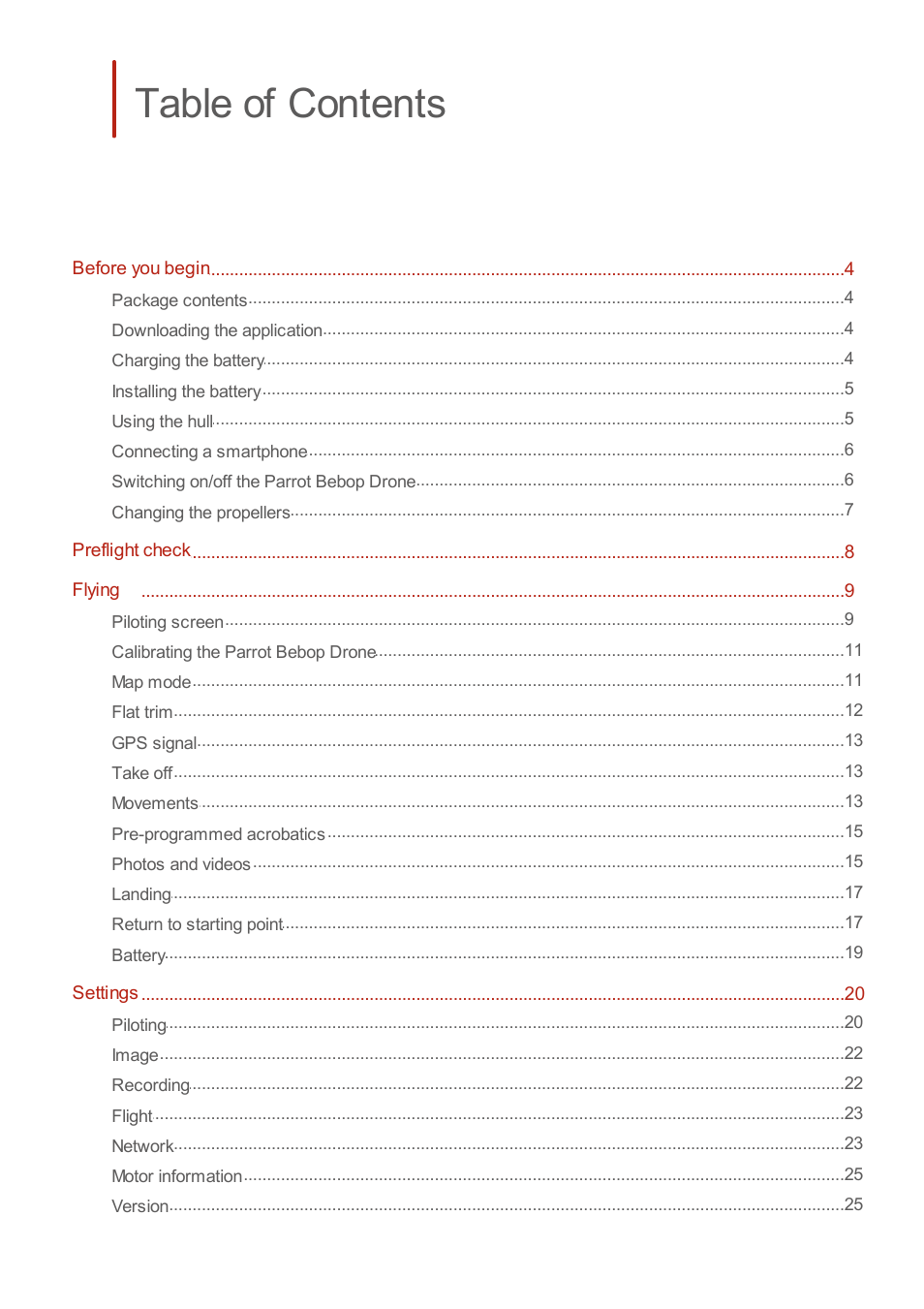 Parrot Bebop Drone User Manual | Page 2 / 33