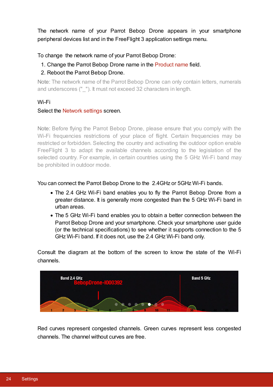 Wi-fi | Parrot Bebop Drone User Manual | Page 24 / 33