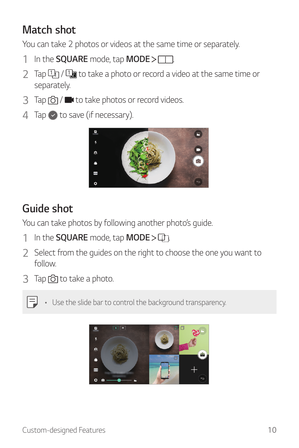 Match shot, Guide shot | LG G6 H872 User Manual | Page 11 / 183