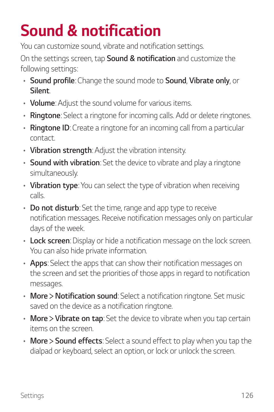 Sound & notification | LG G6 H872 User Manual | Page 127 / 183