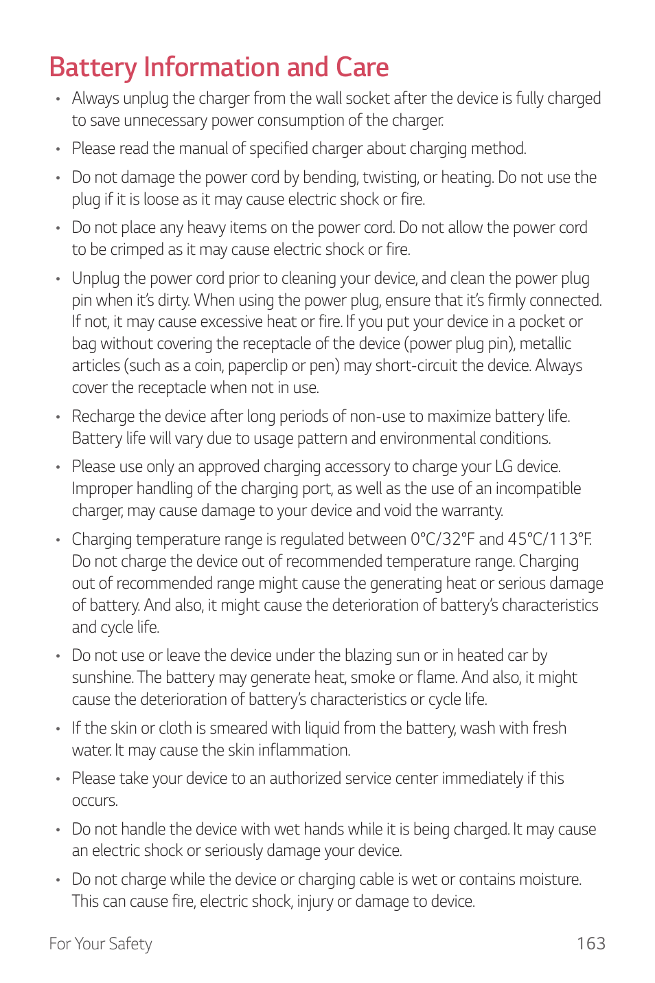 Battery information and care | LG G6 H872 User Manual | Page 164 / 183