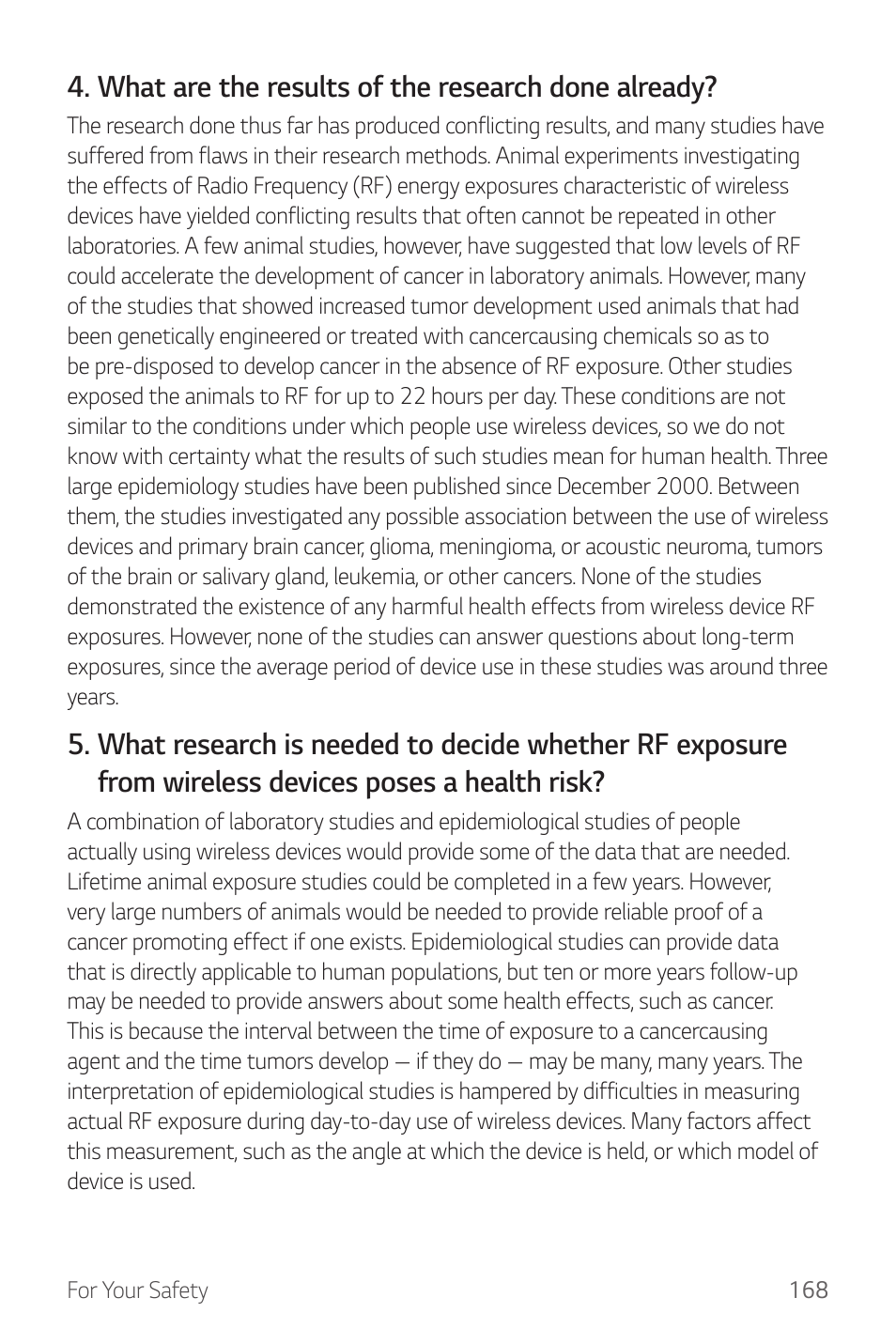 What are the results of the research done already | LG G6 H872 User Manual | Page 169 / 183