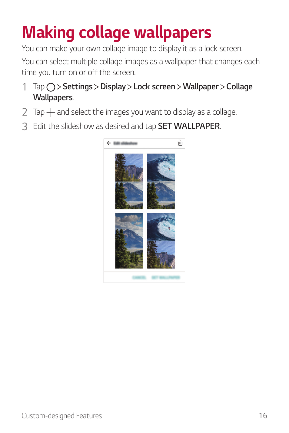 Making collage wallpapers | LG G6 H872 User Manual | Page 17 / 183