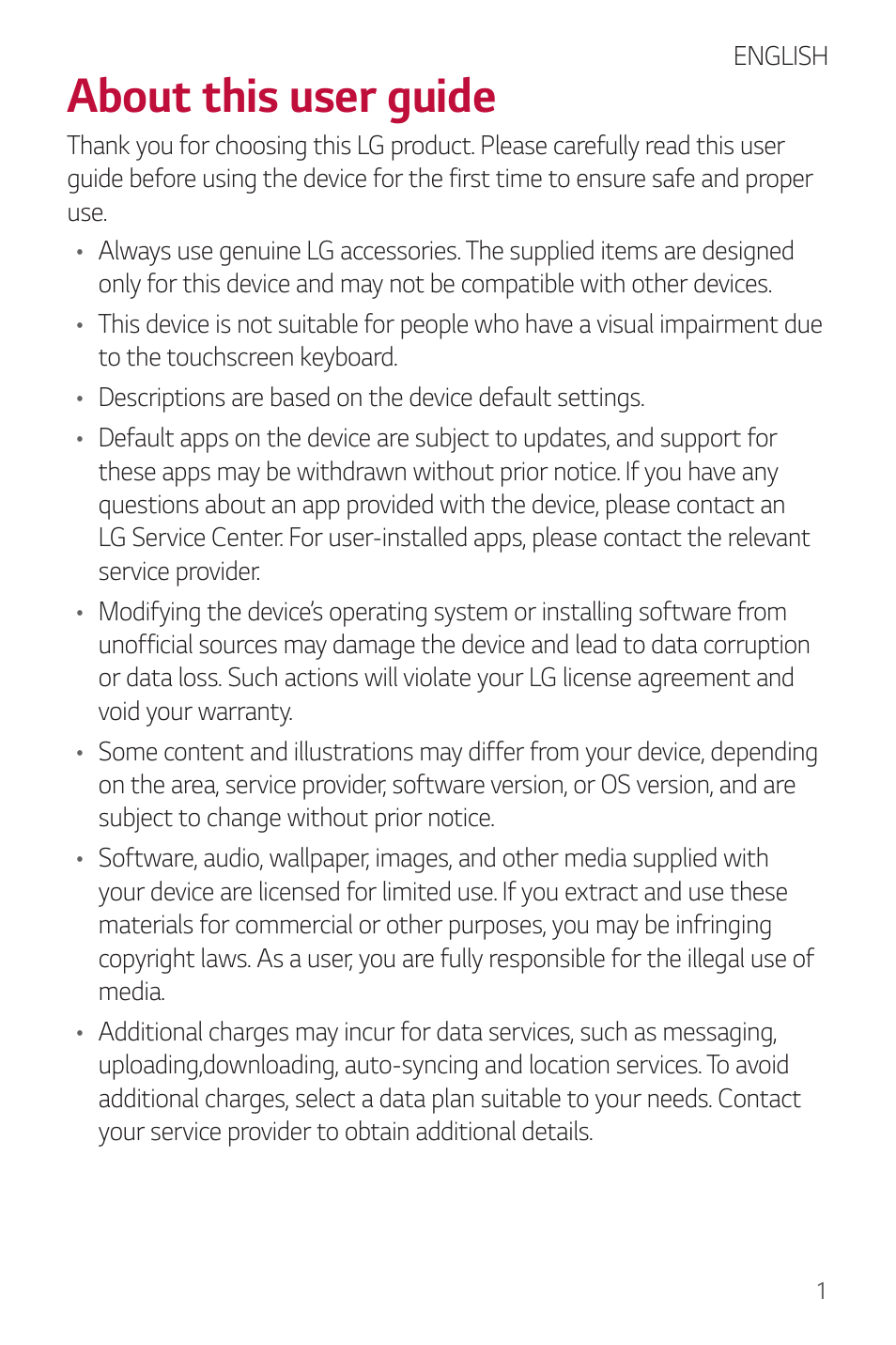 About this user guide | LG G6 H872 User Manual | Page 2 / 183