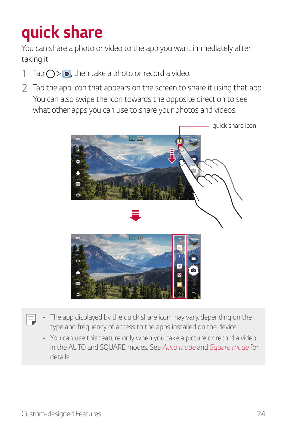 Quick share | LG G6 H872 User Manual | Page 25 / 183