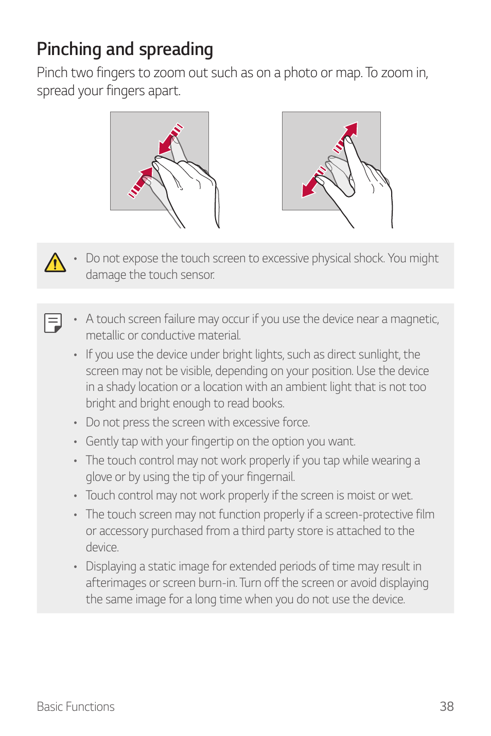 Pinching and spreading | LG G6 H872 User Manual | Page 39 / 183