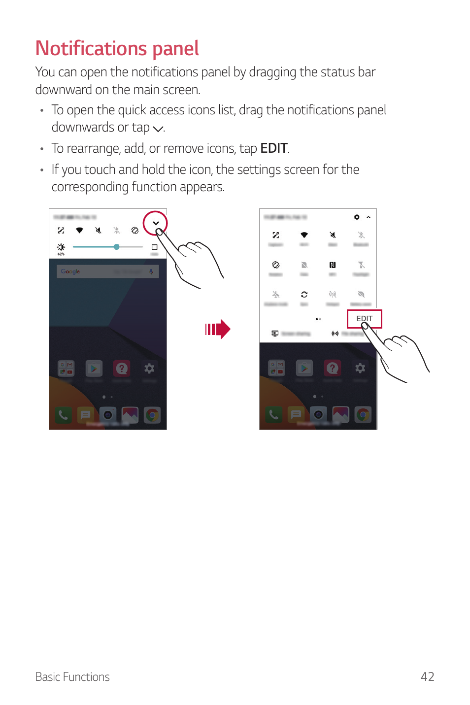 Notifications panel | LG G6 H872 User Manual | Page 43 / 183